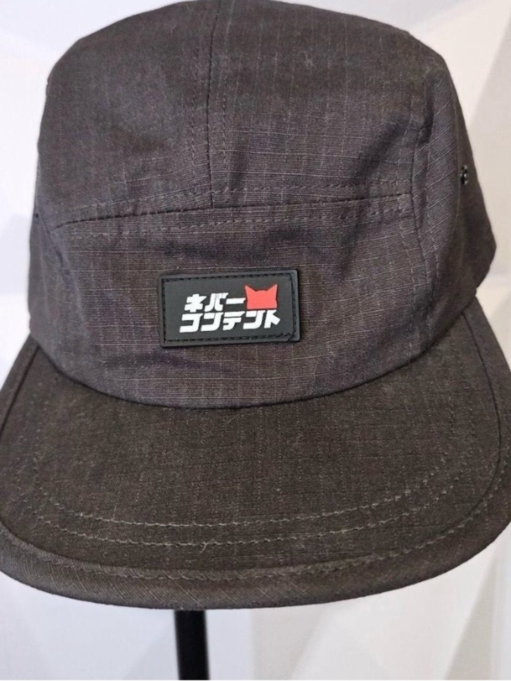 Black Limited Edition Nevercontent Ripstop Bike Panel Hat with Japanese Text